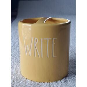 Rae Dunn Artisan Collection Desktop Ceramic Yellow Pen Pencil Holder Office